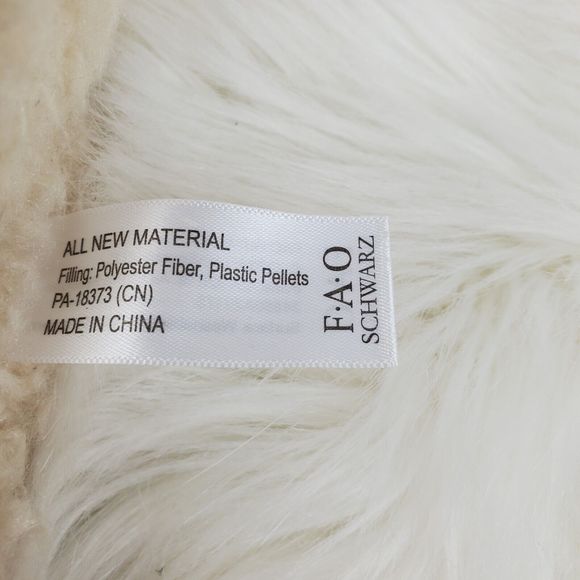 Fao Schwarz Cream Fuzzy Peach Striped Bow Teddy Bear Plush 9.5" NWT - Picture 11 of 14
